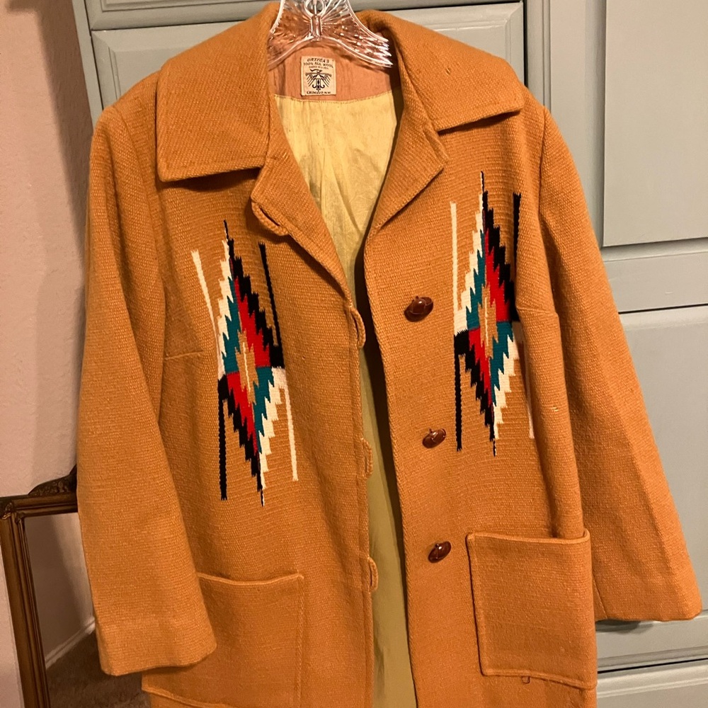 Antique Chimayo Hand Woven 100% Wool Coat